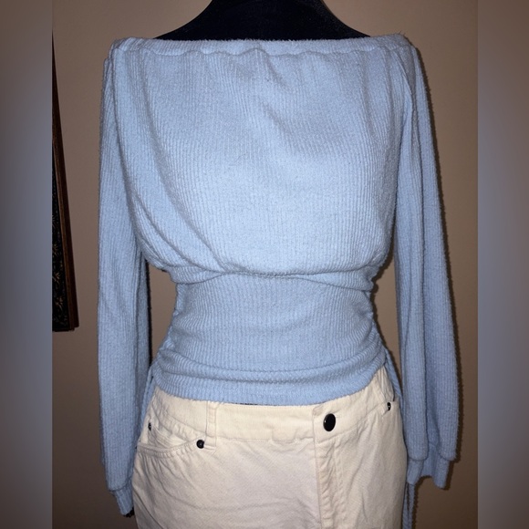 Fashion Nova Sweaters - Fashion Nova Sky Blue Off-Shoulder Sweater